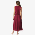 Helen Jon - Sleeveless Smocked Dress - Merlot