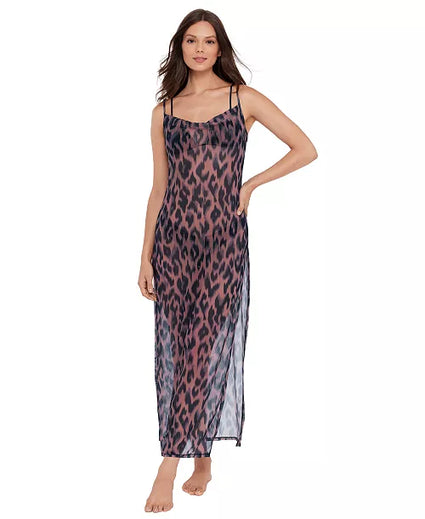 Steve Madden - Mesh Cowl Neck Maxi Dress - Natural Leopard