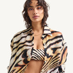 Vitamin A - Playa Linen Boyfriend Shirt - Shell Stripe