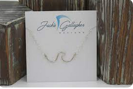 Jackie Gallagher Silver Necklace 18" Anchor, Hook, Wave